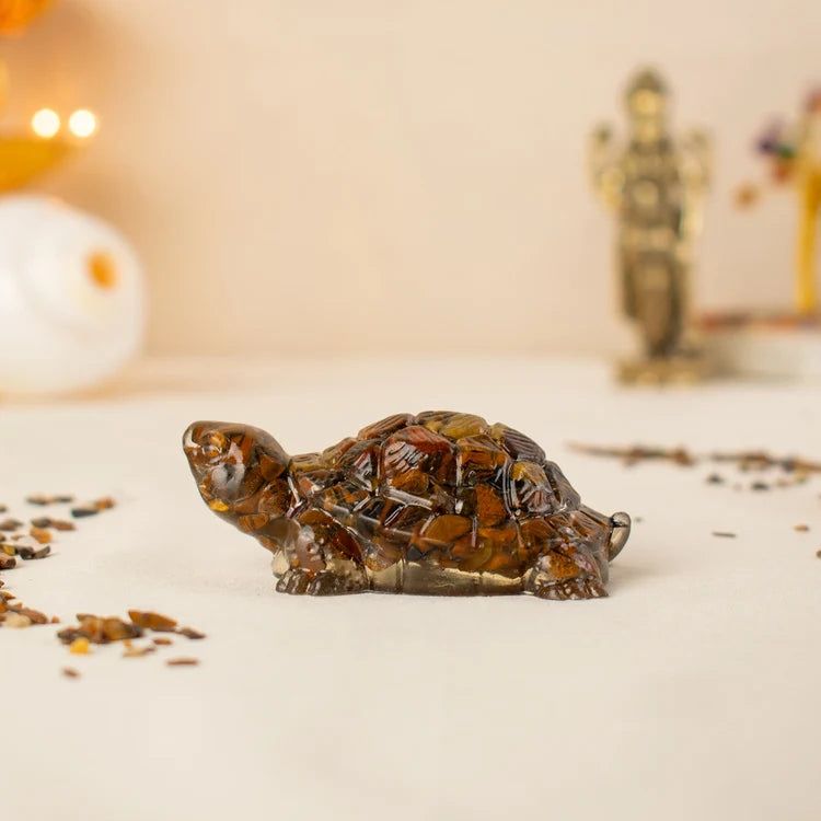 Tiger Eye Crystal Turtle for Vastu & Décor
