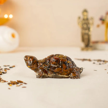 Tiger Eye Crystal Turtle for Vastu & Décor