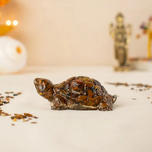 Tiger Eye Crystal Turtle for Vastu & Décor