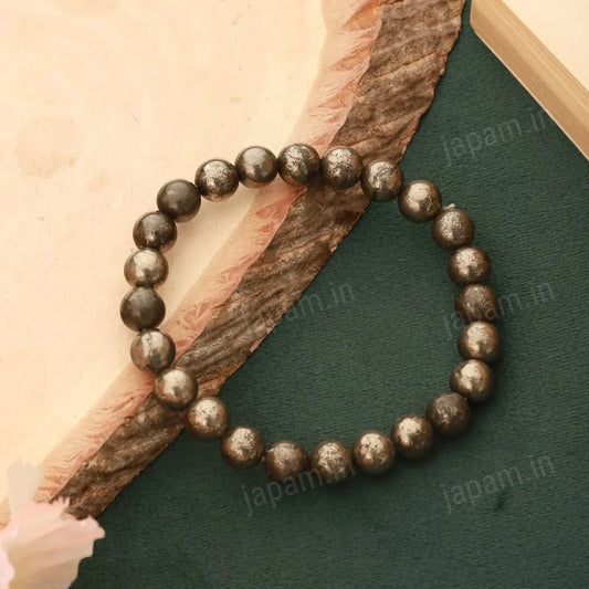 Metallic Pyrite Natural Stone Beaded Bracelet