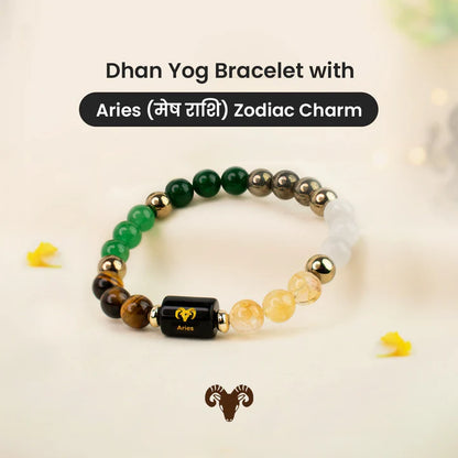 Dhan Yog Bracelet with Aries Zodiac Charm