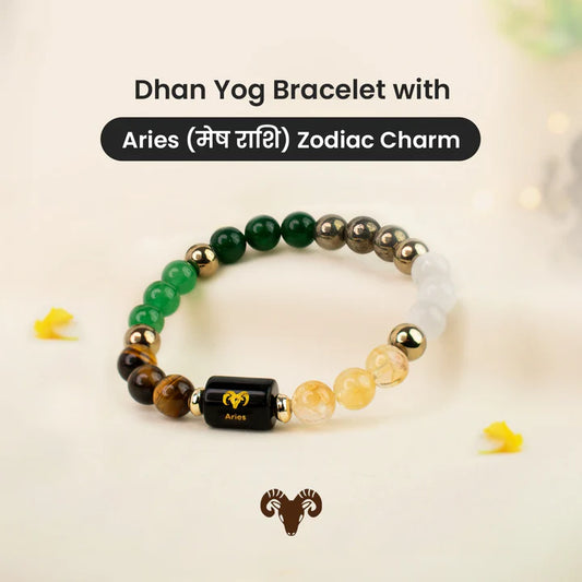 Dhan Yog Bracelet with Aries Zodiac Charm