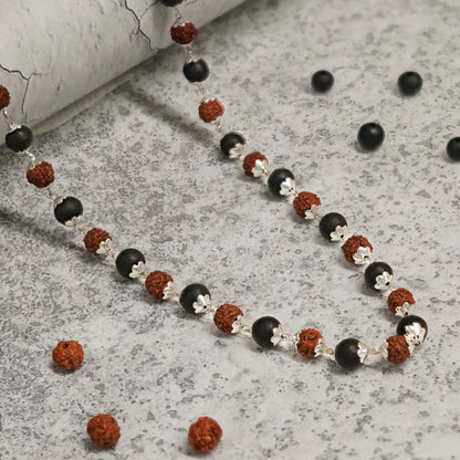 Karungali Rudraksha Mala with Silver-Tone Links