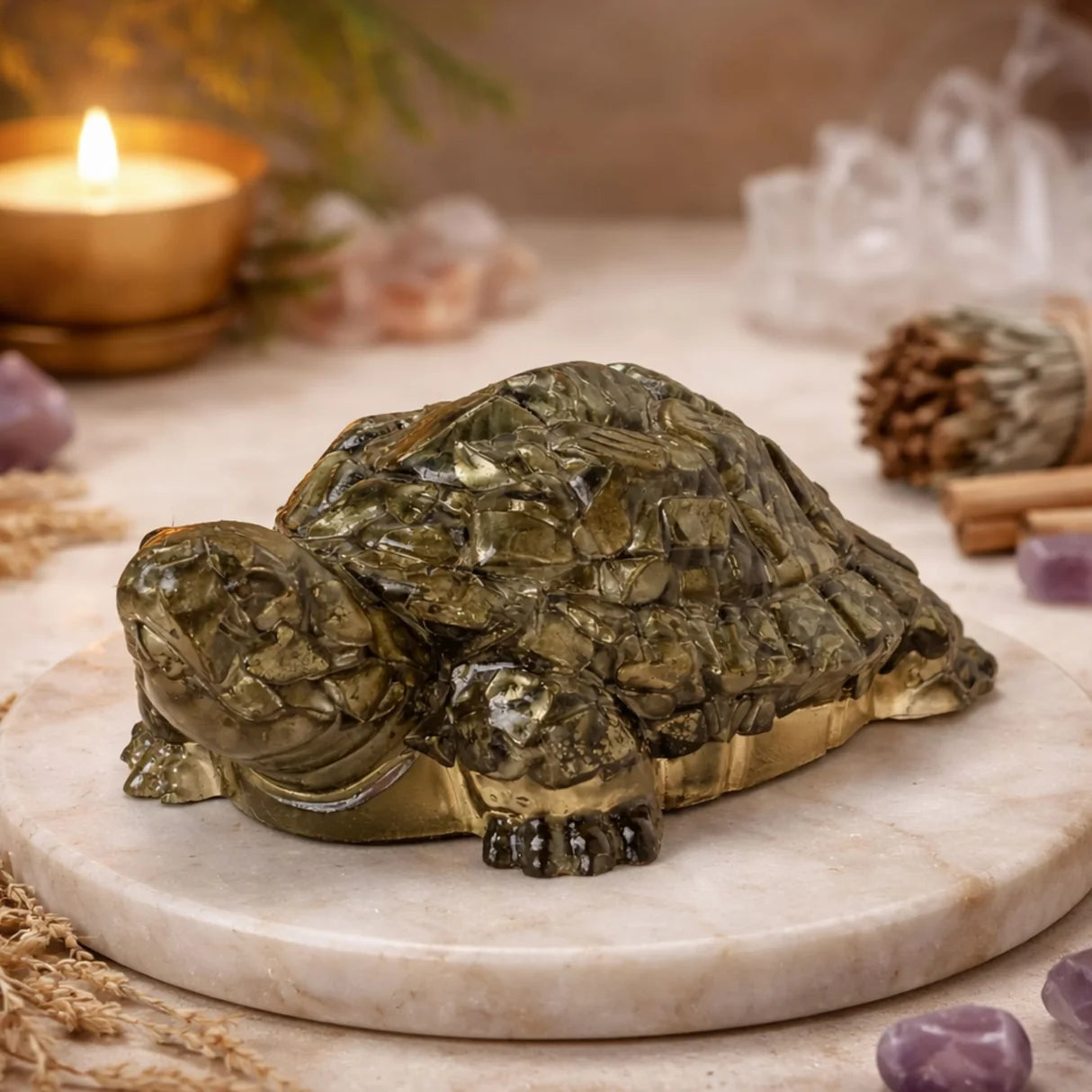 Pyrite Crystal Tortoise for Wealth & Prosperity