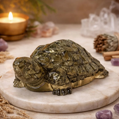 Pyrite Crystal Tortoise for Wealth & Prosperity