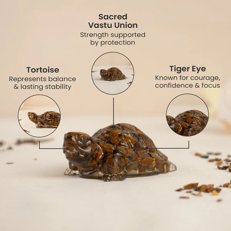 Tiger Eye Crystal Turtle for Vastu & Décor