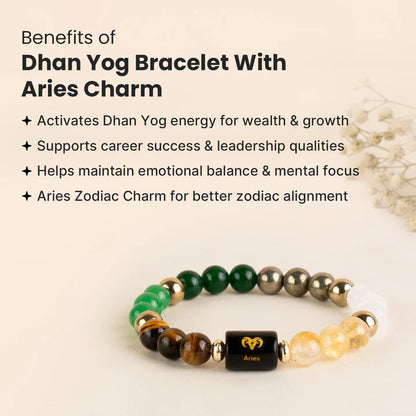 Dhan Yog Bracelet with Aries Zodiac Charm