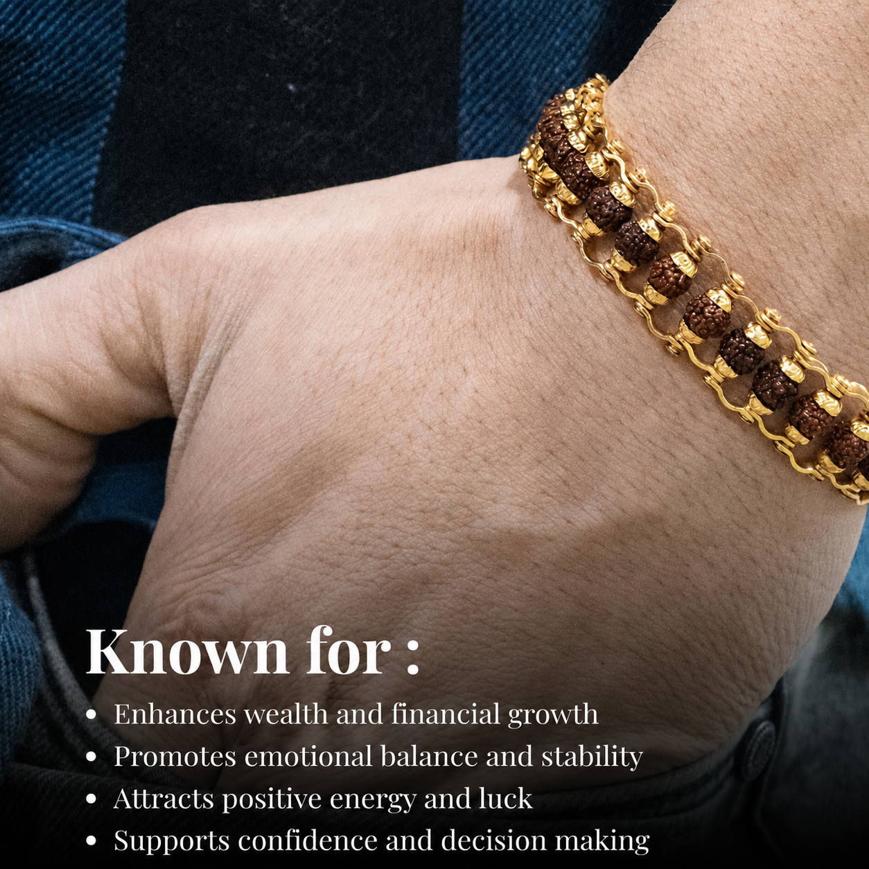 Rudraksha Gold-Tone Bracelet for Men & Women