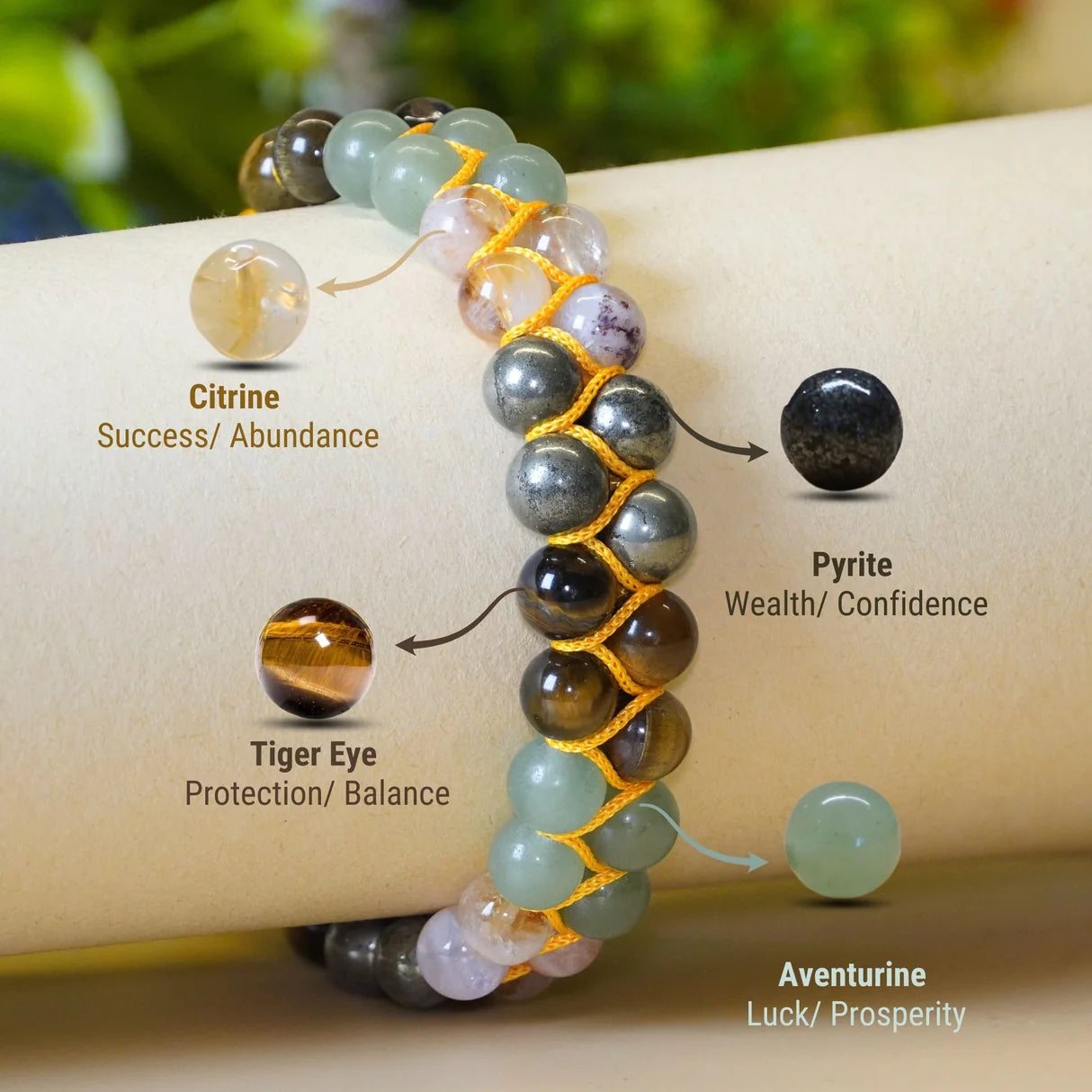 Double Tie-Up Money Magnet Natural Crystal Bracelet