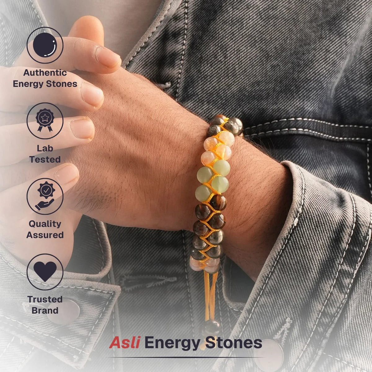 Double Tie-Up Money Magnet Natural Crystal Bracelet