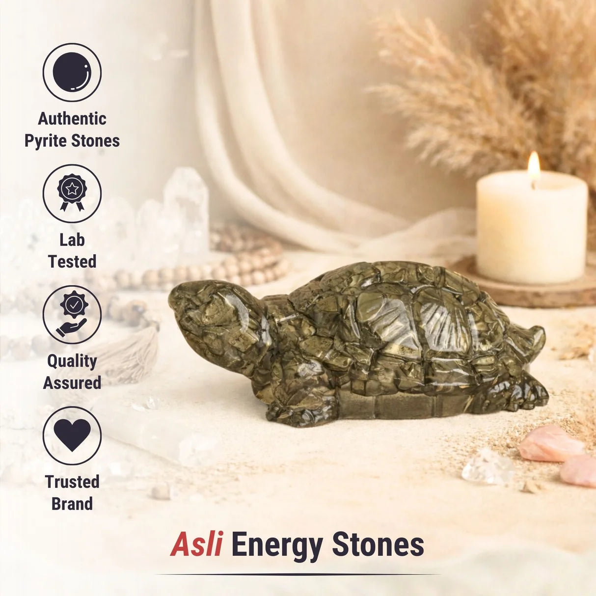 Pyrite Crystal Tortoise for Wealth & Prosperity