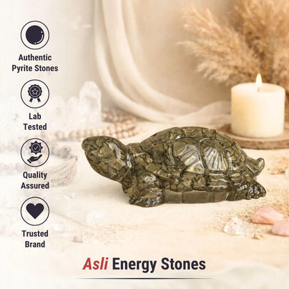 Pyrite Crystal Tortoise for Wealth & Prosperity