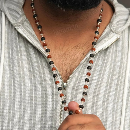 Karungali Rudraksha Mala with Silver-Tone Links