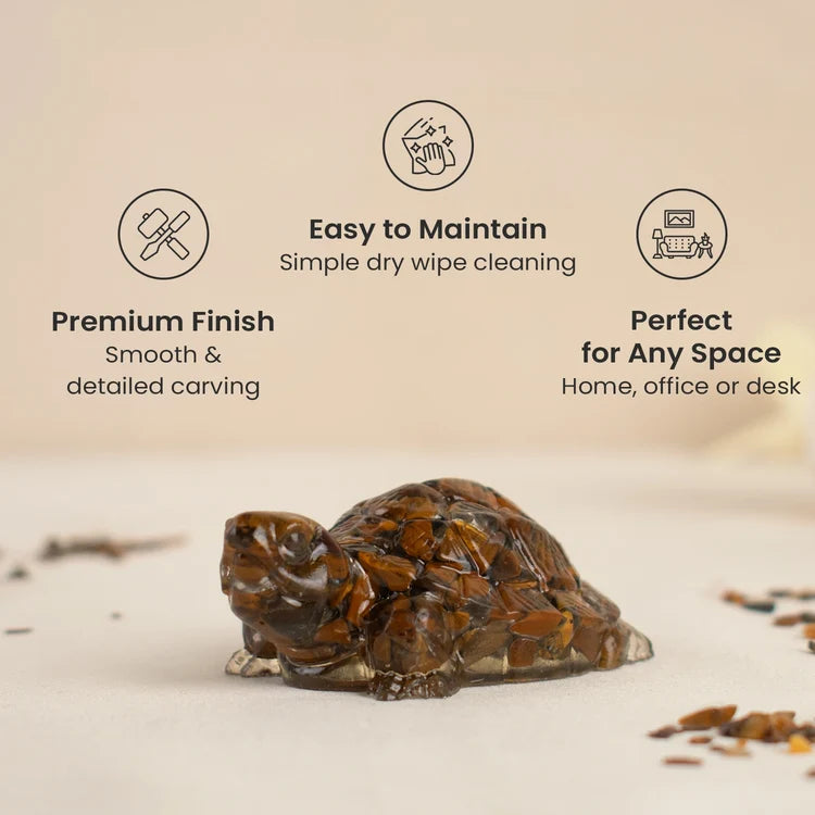 Tiger Eye Crystal Turtle for Vastu & Décor