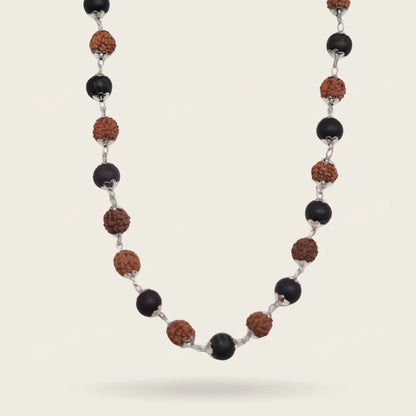 Karungali Rudraksha Mala with Silver-Tone Links