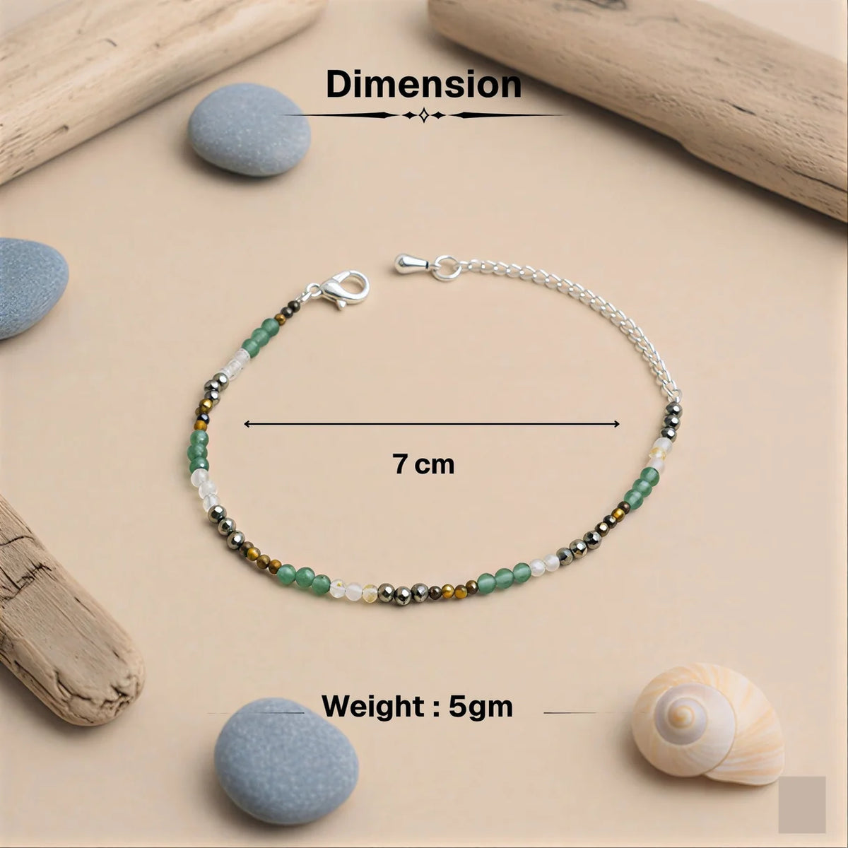 Multi-Stone Crystal Anklet with Adjustable Chain
