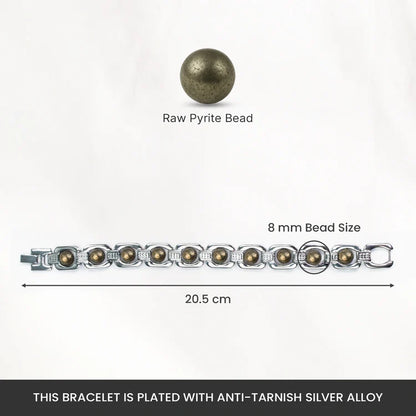 Pyrite Stone Silver-Tone Link Bracelet