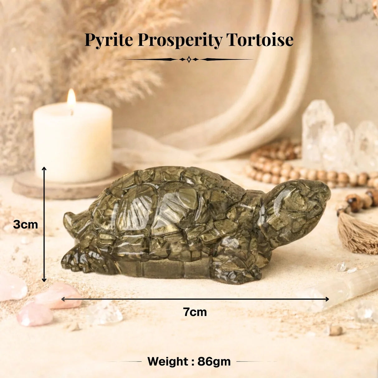 Pyrite Crystal Tortoise for Wealth & Prosperity
