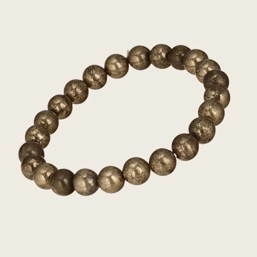 Metallic Pyrite Natural Stone Beaded Bracelet