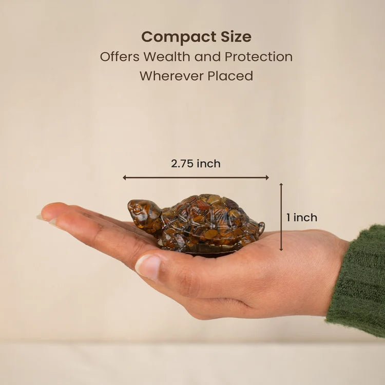 Tiger Eye Crystal Turtle for Vastu & Décor