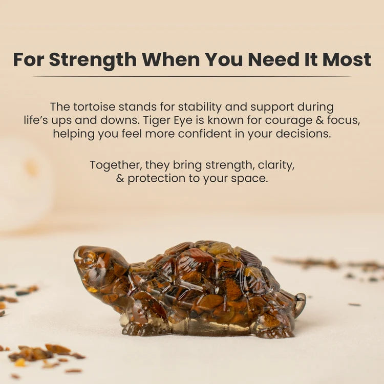 Tiger Eye Crystal Turtle for Vastu & Décor