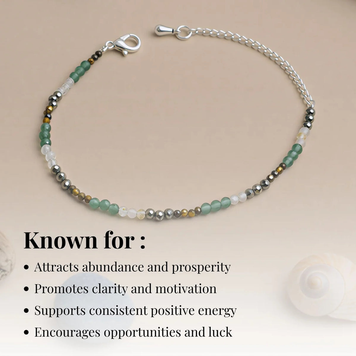 Multi-Stone Crystal Anklet with Adjustable Chain