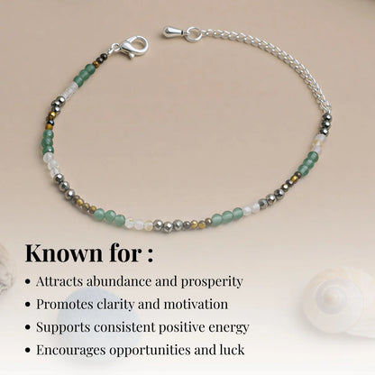 Multi-Stone Crystal Anklet with Adjustable Chain
