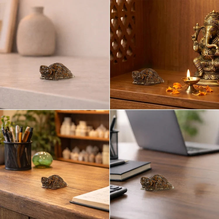 Tiger Eye Crystal Turtle for Vastu & Décor
