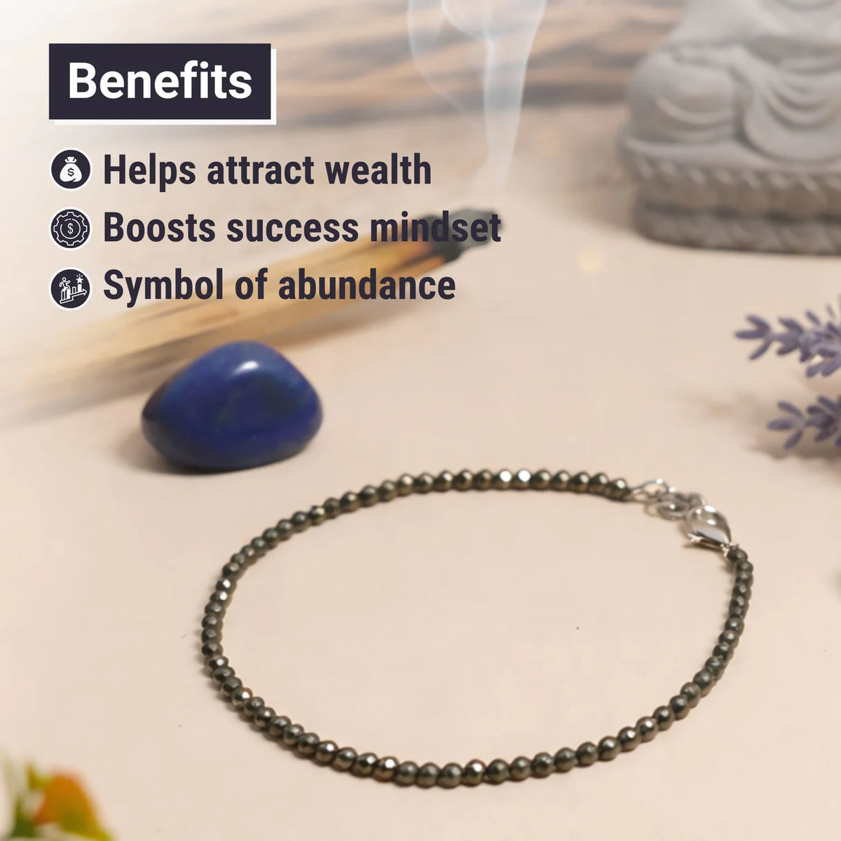 Natural Pyrite Beaded Anklet for Women