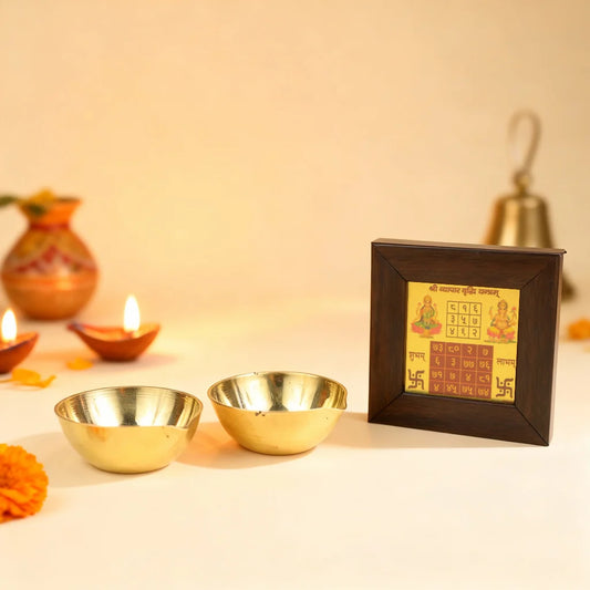 Shree Vyapar Vriddhi Yantra with Brass Diya Set