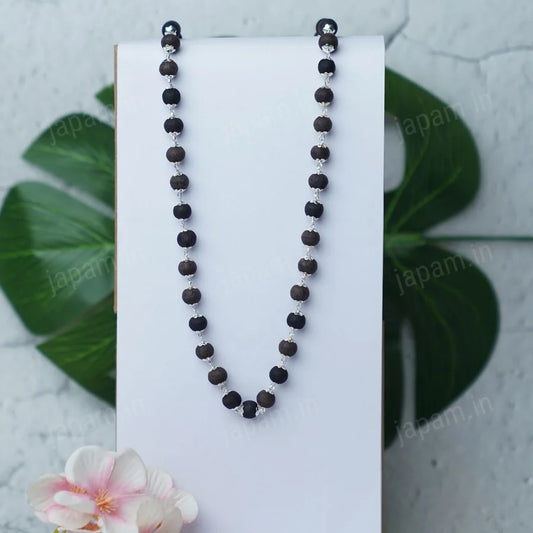 Karungali Mala with Silver-Tone Chain