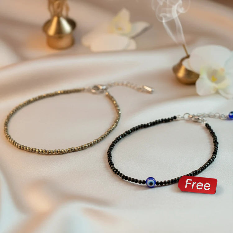 Pyrite Anklet with Free Evil Eye Anklet