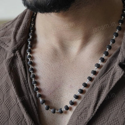 Karungali Mala with Silver-Tone Chain