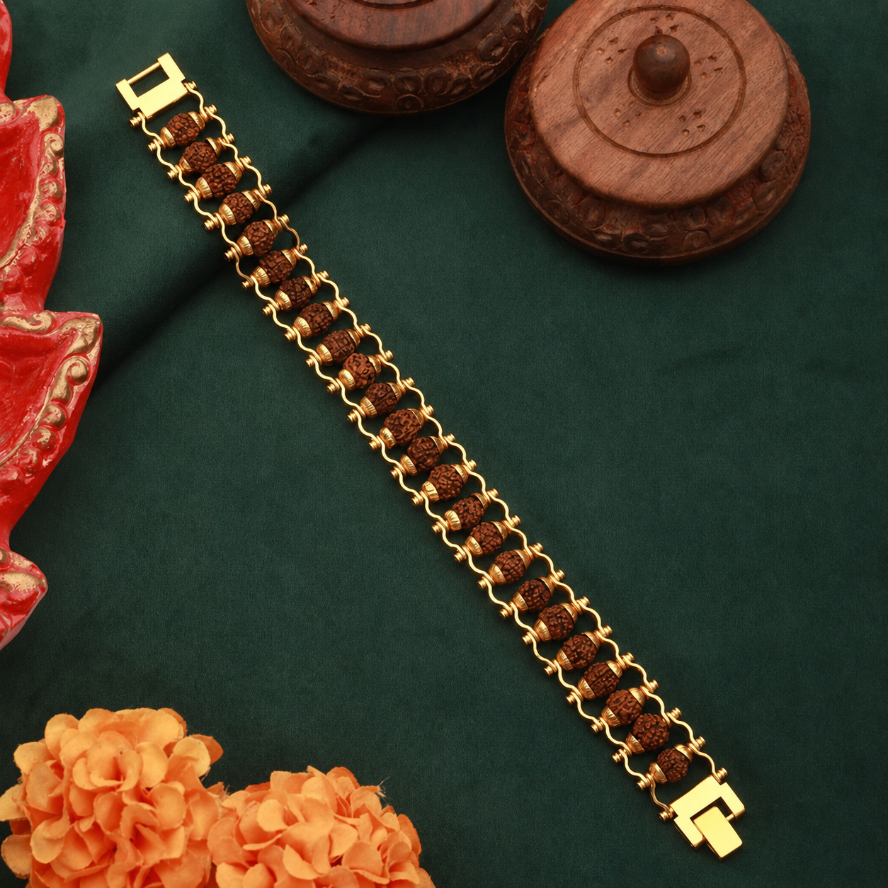 Rudraksha Gold-Tone Bracelet for Men & Women