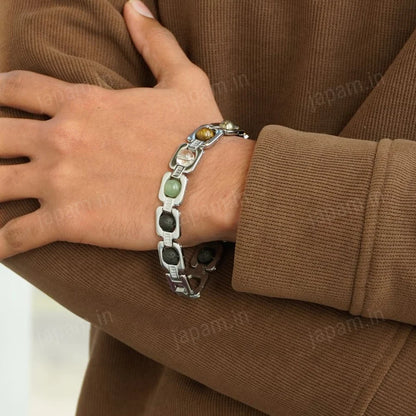 Dhanlabh Multi-Stone Silver-Tone Bracelet