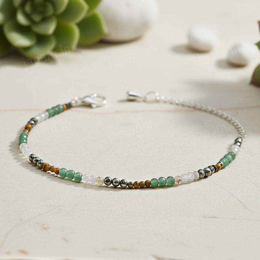 Multi-Stone Crystal Anklet with Adjustable Chain