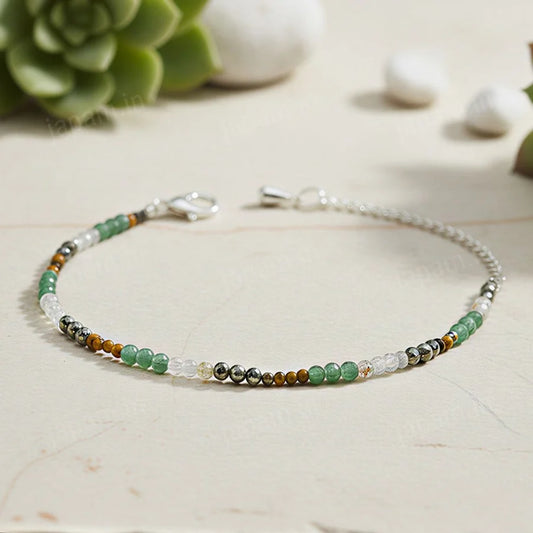 Multi-Stone Crystal Anklet with Adjustable Chain